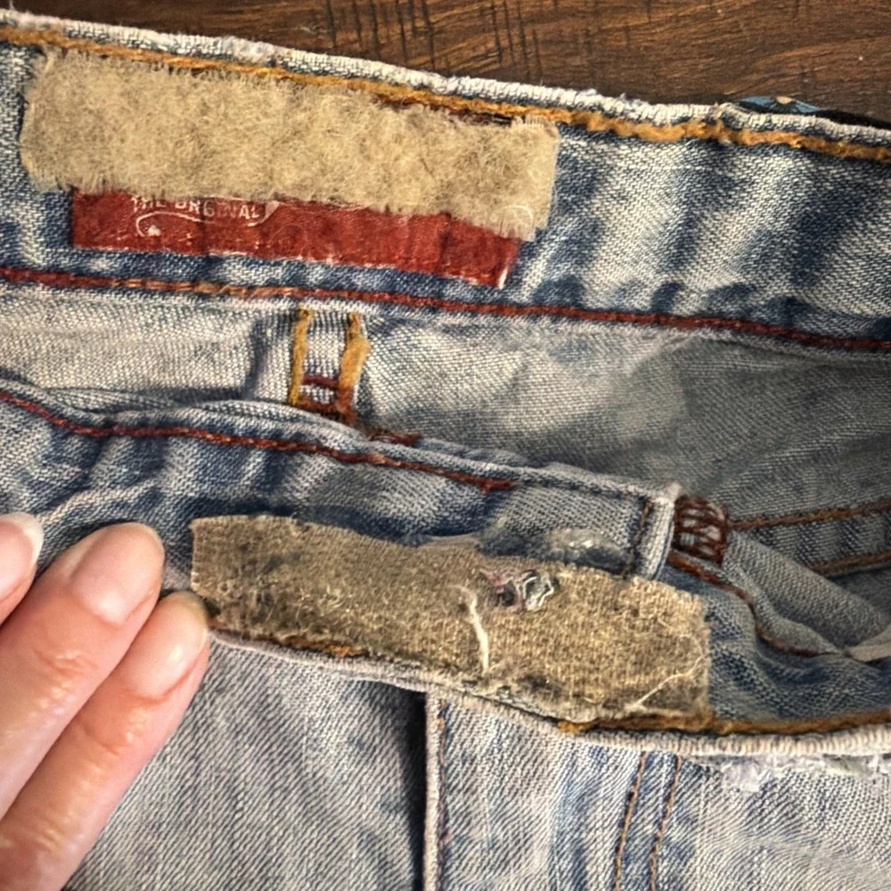 Handmade Blue Jean Distressed Purse Wild & Funky Original Wide Strap Boho Hippie